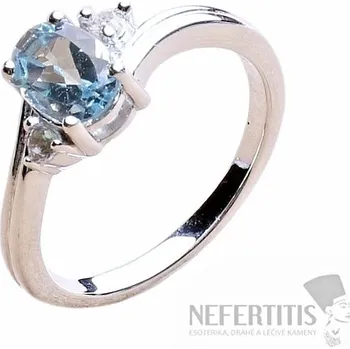 Prsten Prsten stříbrný s Blue Sky topazem a zirkony Ag 925 026295 BT 52 mm (US 6), 2,66 g