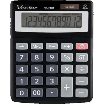 Kalkulačka Vector KAV DK-222 kancelářská kalkulačka, 12místná, 103 x 137 mm, černá