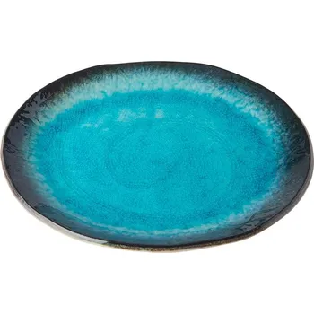 Talíř Jídelní talíř SKY BLUE 24 x 20 cm, ovál, modrá, keramika, MIJ