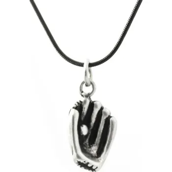 Přívěsek Ocelový Stříbrno Černý přívěsek Baseballová rukavice s řetízkem - Nerez SL