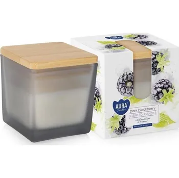 Vonná svíčka matné sklo,dřevěné víčko Tmavé ostružiny SNK80md-377