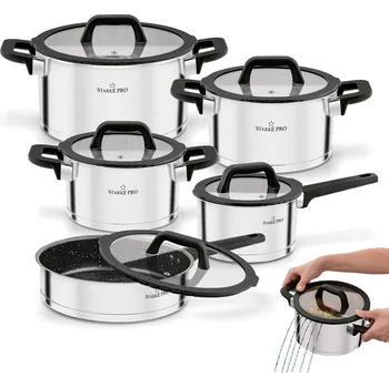 Sada nádobí Sada nerezových hrnců s poklicemi Starke Pro Rigor 10 kusů