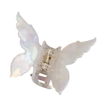 Acetátový motýlí drápek do vlasů 7,5x6,2 cm Bílá perleťová francouzská retro elegantní sponka Dámské vlasové doplňky Plastová ozdoba Styling