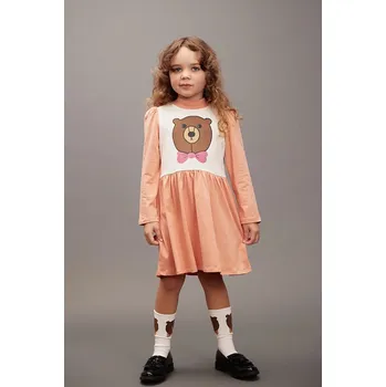 Dámské šaty Dětské bavlněné šaty Mini Rodini Bear 25750121 oranžová 32X, vel. 80-86