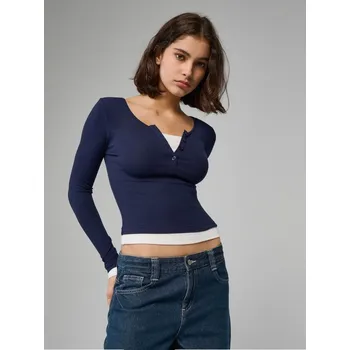 Dámská móda Přiléhavá halenka - L - House - námořnictvo - 531GX-59X