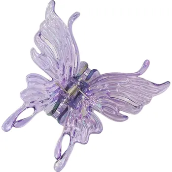 Acetátový motýlí drápek do vlasů 10,5x10 cm Barevná francouzská retro elegantní sponka Dámské vlasové doplňky Styling Plastová ozdoba fialová