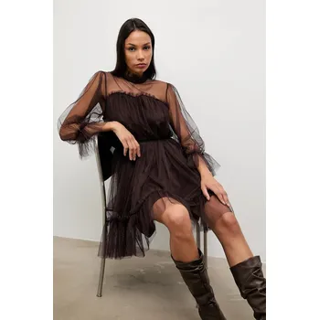 Dámské šaty Šaty Answear.LAB 80876.FLK hnědá 88X, vel. L