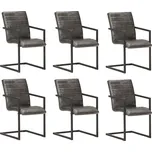 vidaXL Marketos Konzolové jídelní židle 6 ks šedé pravá kůže