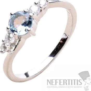 Prsten Prsten stříbrný s broušeným akvamarínem a zirkony Ag 925 011580 AQ 62 mm (US 10), 2,0 g