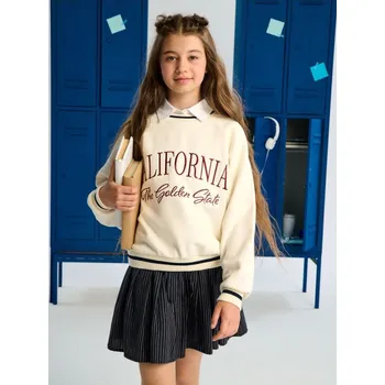 Dívčí mikina Sinsay - Mikina s potiskem - krémová - 990CE-01X - 990CE-01X-164