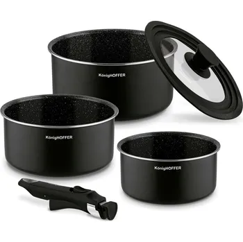 Sada nádobí Sada hrnců s odnímatelnou rukojetí Konighoffer Spinel Black 5 kusů indukce