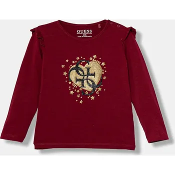 Dětská móda Kojenecké tričko s dlouhým rukávem Guess vínová barva, A5BI01 J1314 A5BI01.J1314.9BYA 93X, vel. 88-96