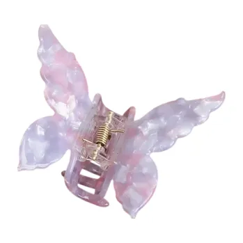 Acetátový motýlí drápek do vlasů 7,5x6,2 cm Barevná francouzská retro elegantní sponka Dámské vlasové doplňky Plastová ozdoba Styling
