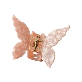 Acetátový motýlí drápek do vlasů 7,5x6,2 cm Světle růžová francouzská retro elegantní sponka Dámské vlasové doplňky Plastová ozdoba Styling
