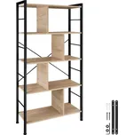TecTake GmbH 404546 policový regál charleston 75,5x30x155cm - industrial světlé dřevo, dub sonoma
