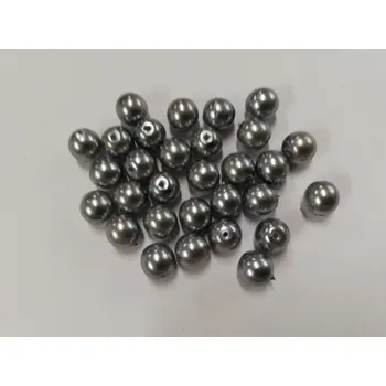 Dětské navlékací korálky Voskované perly 6mm - šedé - 30ks