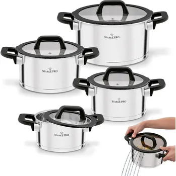 Sada nádobí Sada nerezových hrnců s poklicemi Starke Pro Rigor 8 kusů