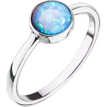 Oblečení a móda Stříbrný prsten se syntetickým opálem světle modrý kulatý 15001.3 velikost 54
