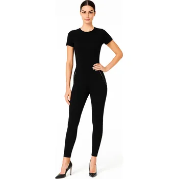 Dámské legíny Jadea - Dámské bavlněné legíny s ozdobnými cvočky 4205 - L/XL/černá