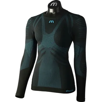 Dámské tričko Dámské funkční triko MICO WOMAN LONG SLVS R/NECK SHIRTEXTRA DRY, NERO/TURCHESE L