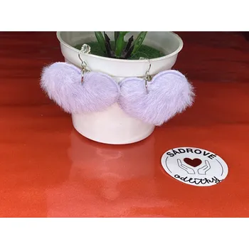 Náušnice HandMade by VeJa Naušnice - chlupaté látkové srdce (fialové)