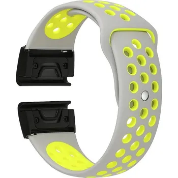 Příslušenství k chytrým hodinkám eses Silikonový dírkovaný řemínek pro Garmin - Šedo žlutý, QuickFit 22 mm