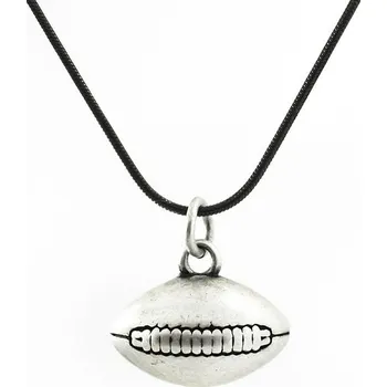 Přívěsek Ocelový Stříbrno Černý přívěsek rugby míč s hadím řetízkem - Nerez SL