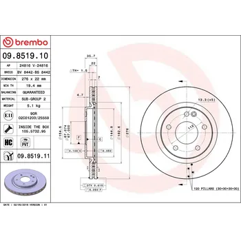Brzdový kotouč Brzdový kotouč BREMBO 09.8519.11