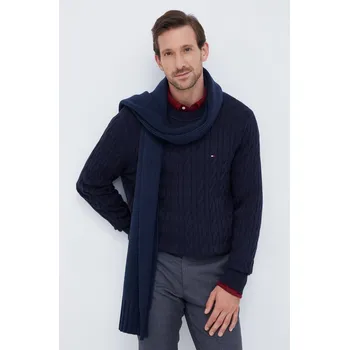 Pánský svetr Bavlněný svetr Tommy Hilfiger tmavomodrá barva, lehký MW0MW33132 59X, vel. M