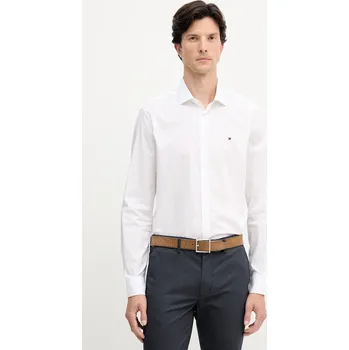 Pánská košile Košile Tommy Hilfiger pánská, bílá barva, slim, s italským límcem, MW0MW38347 00X, vel. 39