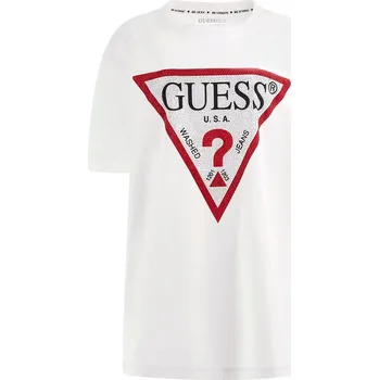 Dámské tričko Dámské Tričko s krátkým rukávem GUESS SS CN SHINY TRIANGLE TEE W4YI34I3Z14-G011 – Bílá XS