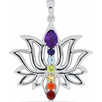 Přívěsek Čakrový přívěsek rhodiovaný Květ lotosu stříbro Ag 925 3 cm, 6,4 g