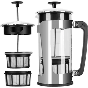 Filtrační konvice French press kávovar PRESS P5 950 ml, stříbrná, sklo / leštěná nerezová ocel, Espro