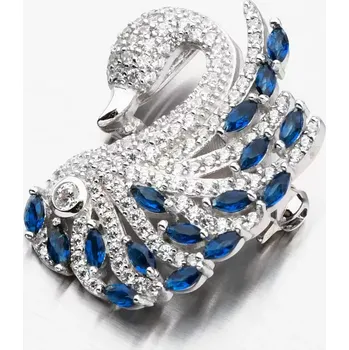 Přívěsek Dámský přívěsek stříbro 925 zirkon brož labuť s modré kameny PKL-6006