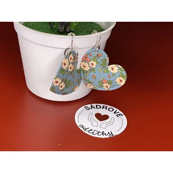 Náušnice HandMade by VeJa Naušnice - látkové květinové srdce (modrá)