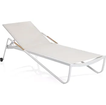 Zahradní lehátko Diamond zahradní lehátko s teakovýni područkami, bílé