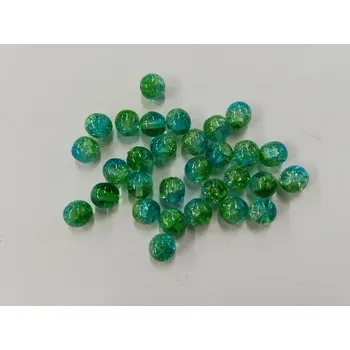 Dětské navlékací korálky Skleněné korálky praskačky dvoubarevné 6mm - tyrkysová/zelená - 30ks