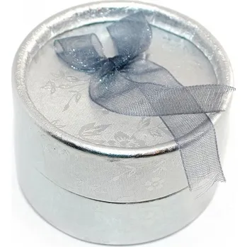 Dárková krabička Kulatá stříbrna krabička na prstýnek 55mm - 1Ks