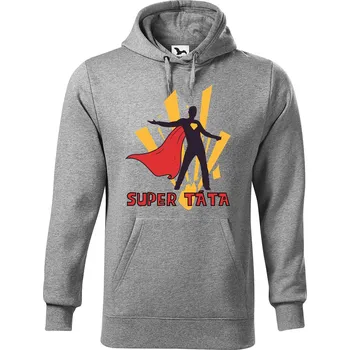 Pánská mikina DOBRÝ TRIKO Pánská mikina s potiskem Super táta Velikost pánské mikiny: 4XL, Barva: Tmavě šedý melír