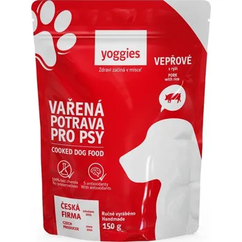 Krmivo pro psa Yoggies Vařená potrava pro psy vepřové maso s rýží 150 g
