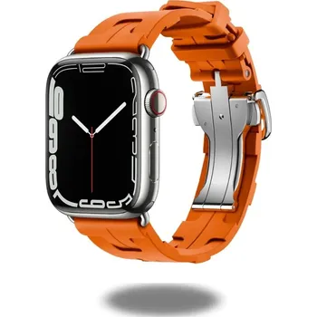 Příslušenství k chytrým hodinkám Silikonový barevný řemínek s motýlkovou kovovou sponou pro Apple Watch 38/40/41/42mm Barva: Oranžová, Typ: 7