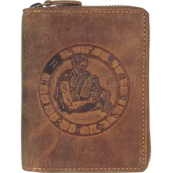 Peněženka Kožená peněženka na zip GREENBURRY 821A-Vodnář