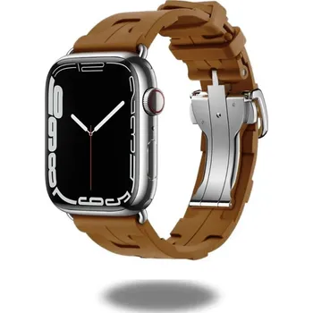 Příslušenství k chytrým hodinkám Silikonový barevný řemínek s motýlkovou kovovou sponou pro Apple Watch 38/40/41/42mm Barva: Hnědá, Typ: 12