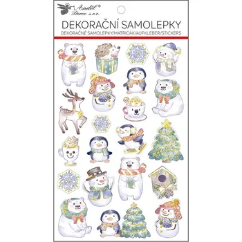 samolepka Samolepky tučňáci s ražbou 14,5 x 25 cm