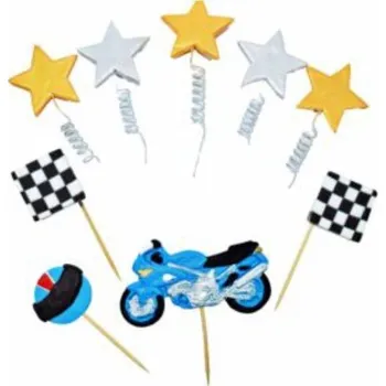 Jedlá dekorace na dort Cukrová figurka zápich motorka - K Decor