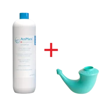 Bylinná léčivá mast ActiMaris Sensitiv roztok 1000 ml + Rhino Horn Konvička na výplach nosu – pro děti