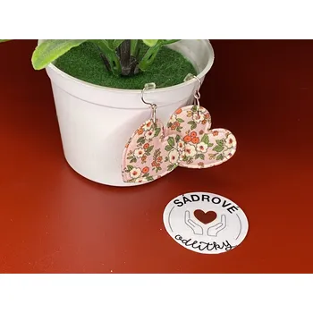 Náušnice HandMade by VeJa Naušnice - látkové květinové srdce (růžová)