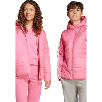 ADIDAS Dětská polstrovaná bunda Essentials 3-Stripes 9 LET BÍLÁ|RŮŽOVÁ