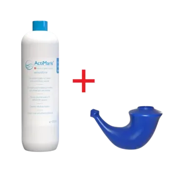 Bylinná léčivá mast ActiMaris Sensitiv roztok 1000 ml + Rhino Horn Konvička na výplach nosu – pro dospělé