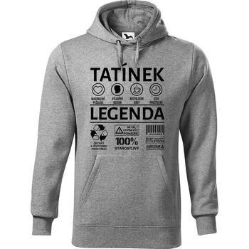 Pánská mikina DOBRÝ TRIKO Pánská mikina s potiskem Tatínek legenda Velikost pánské mikiny: 5XL, Barva: Tmavě šedý melír